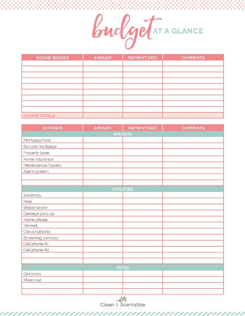 Family Binder Budgeting Printables - Clean And Scentsible | Free Printable Budget Binder Worksheets