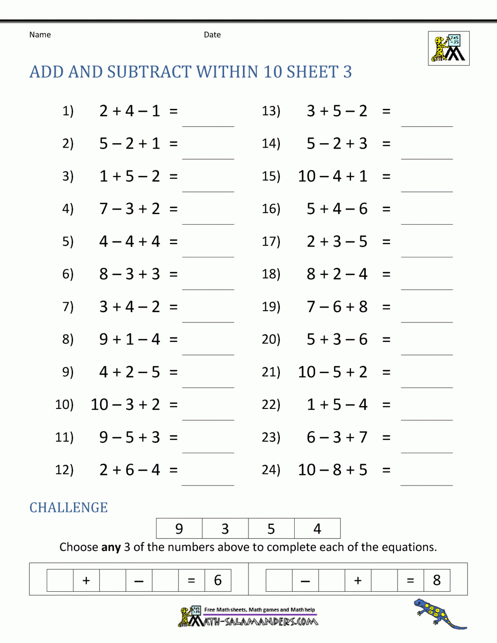 First Grade Addition And Subtraction Facts To 12 - Worksheets Library | 1St Grade Addition And Subtraction Worksheets Printable