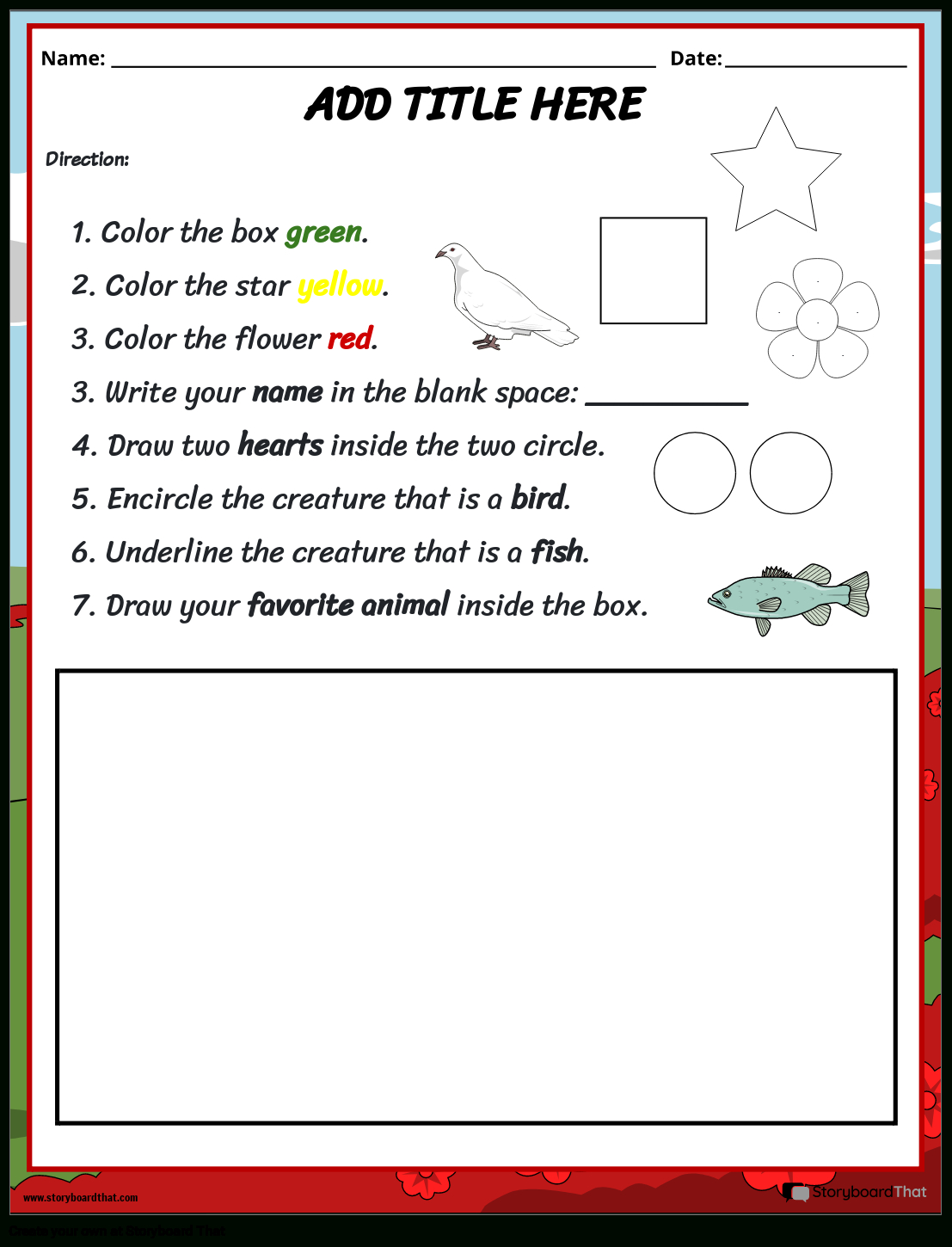 following directions worksheets storyboard that free printable following directions worksheets for third grade Following Directions Worksheets | Storyboard That | Free Printable Following Directions Worksheets For Third Grade