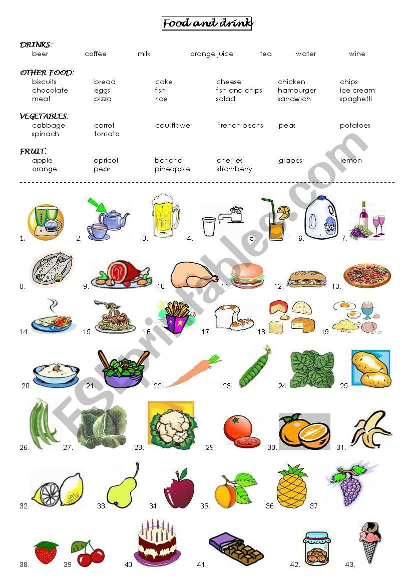 Food - Esl Worksheetsldp | Esl Printable Worksheets