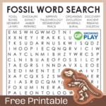 Fossil Word Search Printable – Free Pdf – Growing Play | Free Printable Worksheets On Fossils