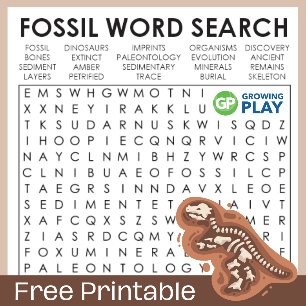 fossil word search printable free pdf growing play free printable worksheets on fossils Fossil Word Search Printable - Free Pdf - Growing Play | Free Printable Worksheets On Fossils
