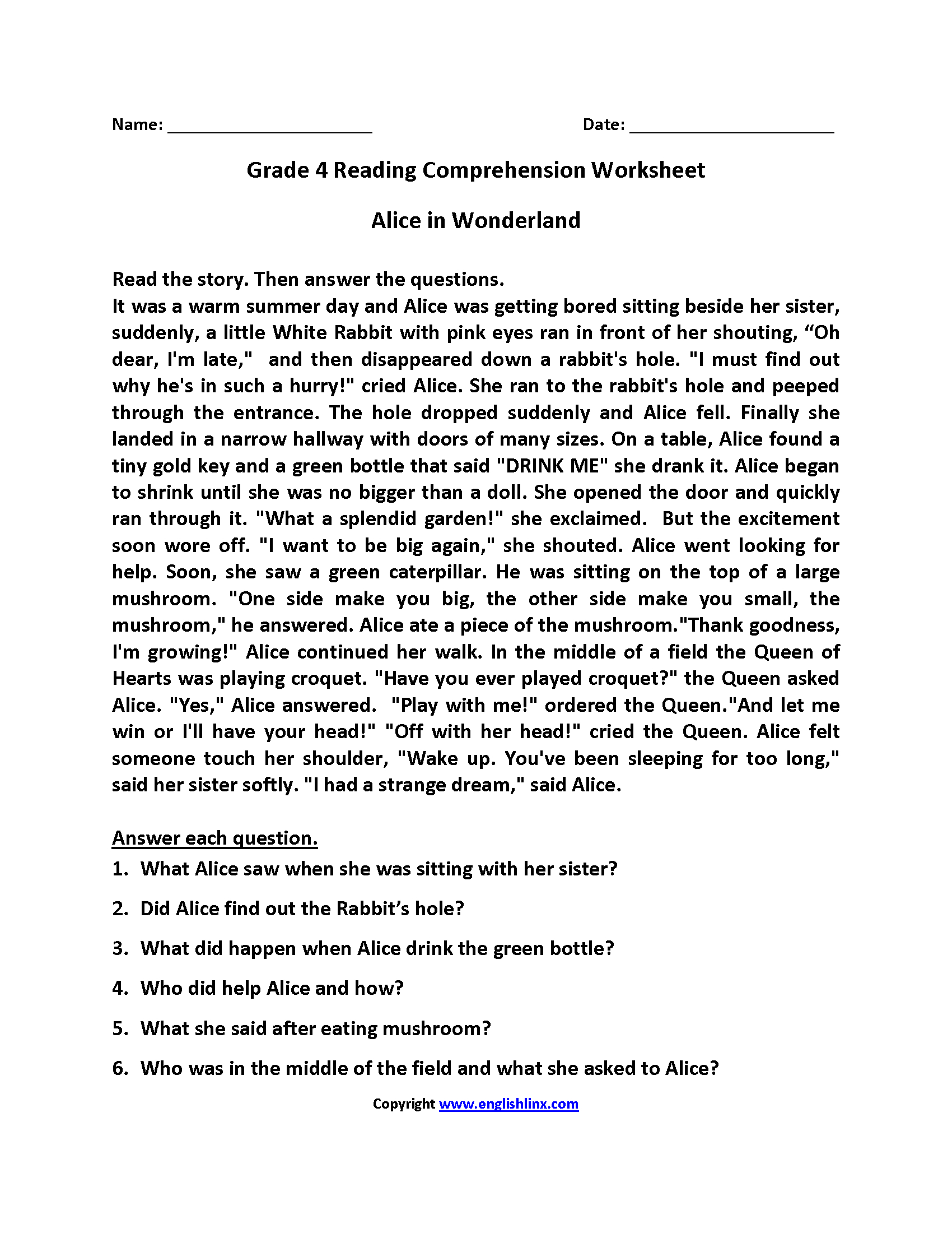 fourth grade reading worksheets improve fluency comprehension free printable reading comprehension worksheets for grade 4 Fourth Grade Reading Worksheets | Improve Fluency & Comprehension | Free Printable Reading Comprehension Worksheets For Grade 4