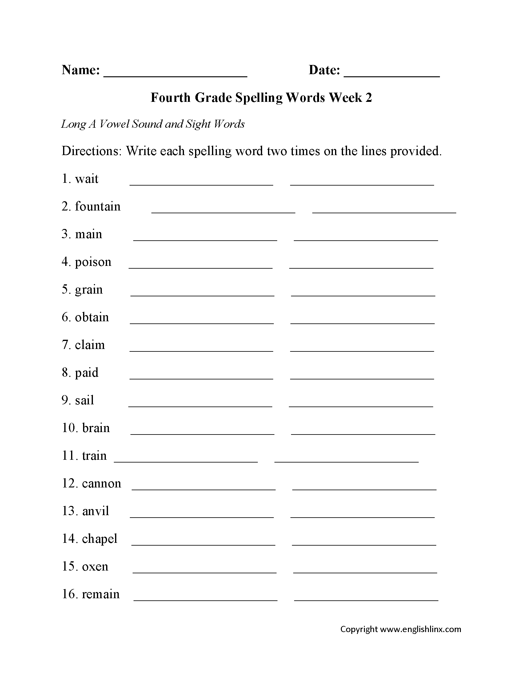 fourth grade spelling worksheets free printable word lists free printable spelling worksheets for 4th grade Fourth Grade Spelling Worksheets | Free Printable Word Lists | Free Printable Spelling Worksheets For 4Th Grade