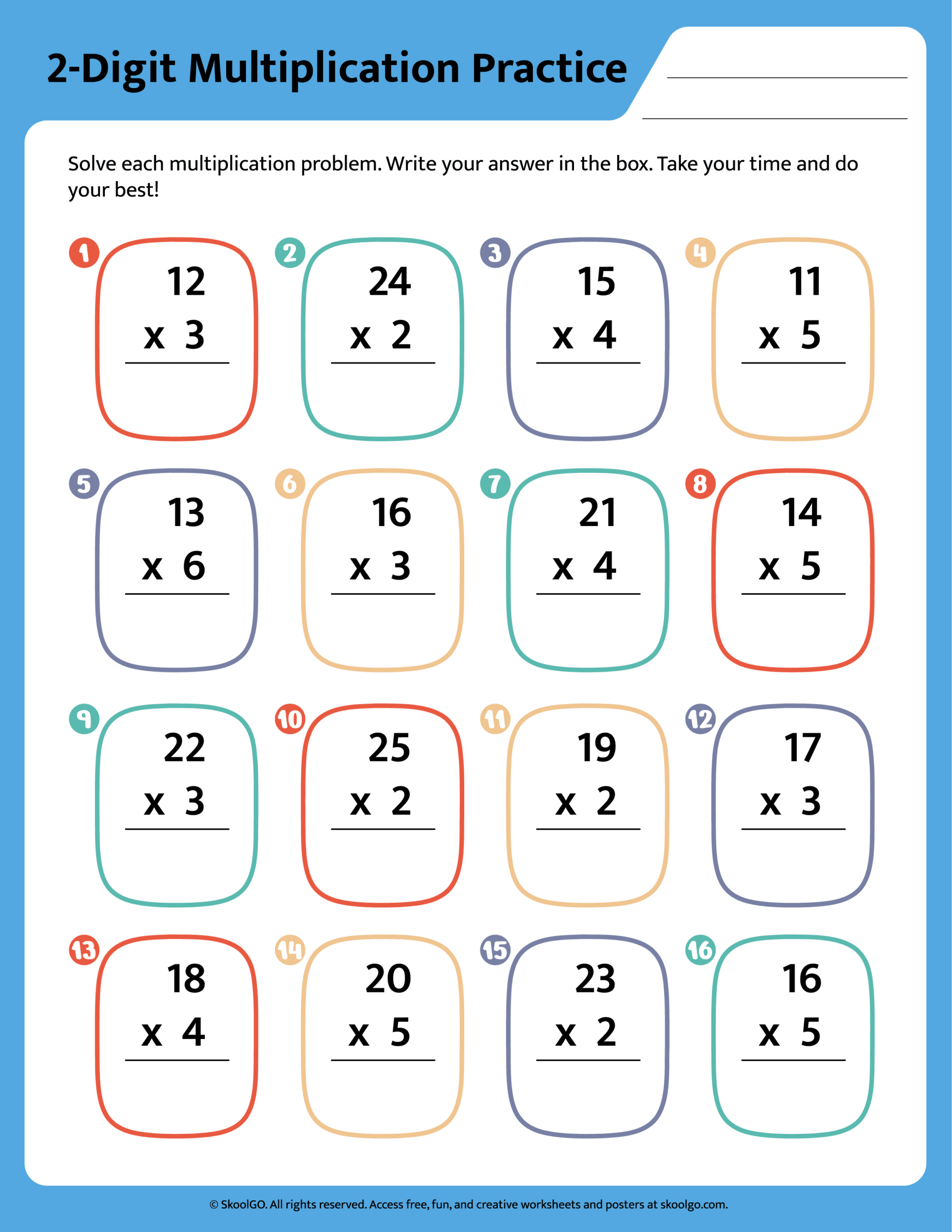 free 2 digit multiplication worksheet for grades 2 4 2 digit multiplication worksheets printable scaled Free 2-Digit Multiplication Worksheet For Grades 2–4 | 2 Digit Multiplication Worksheets Printable