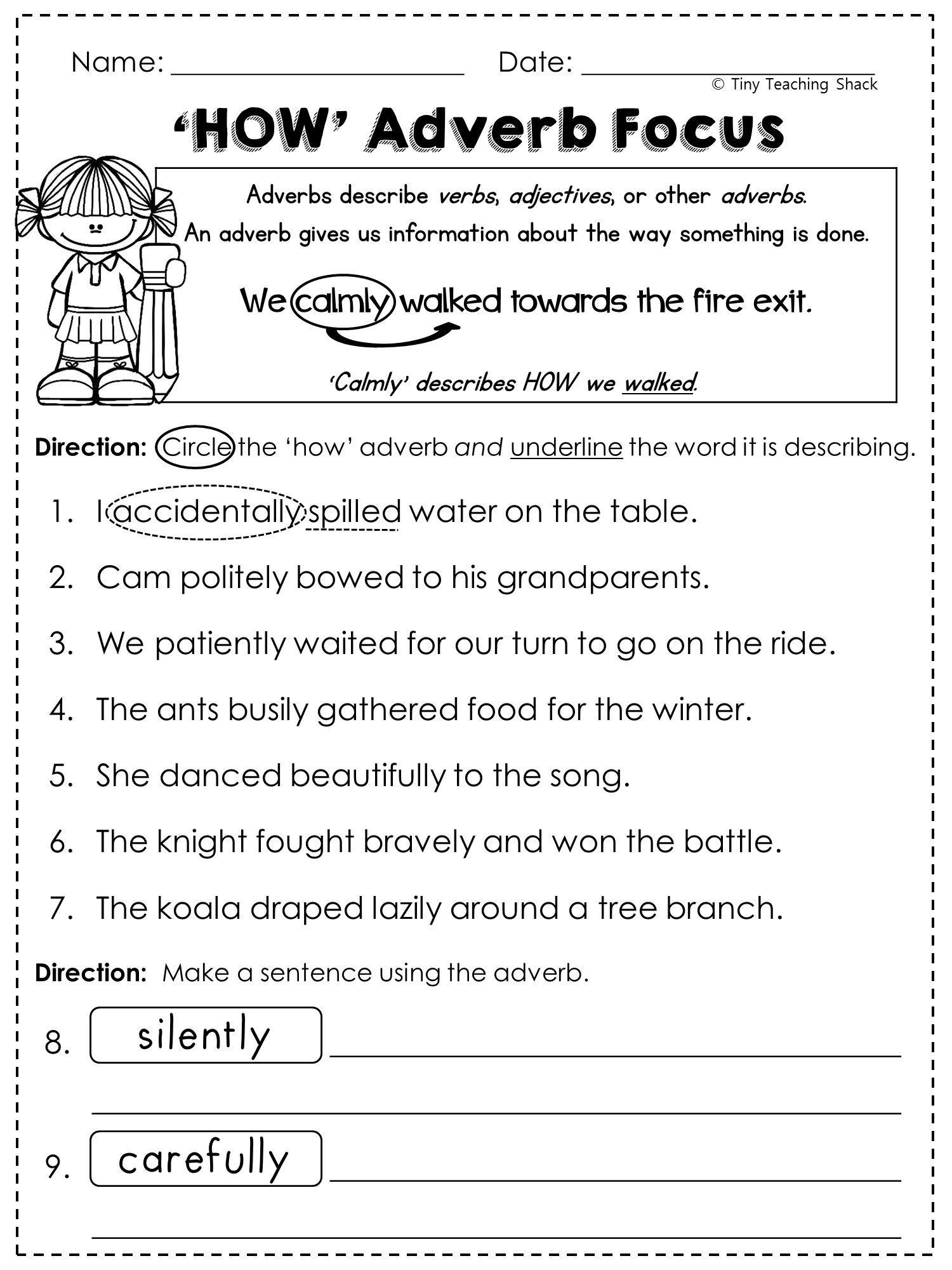 Free Adverb Worksheet | 2Nd Grade Worksheets, Language Arts | Free Printable Adverb Worksheets