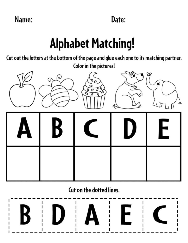 Free Alphabet Matching A-Z Worksheets For Preschool ⋆ The | Printable Abc Worksheets For Pre K