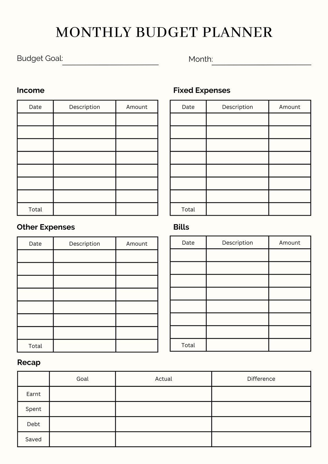 Free And Customizable Budget Templates | Budget Worksheet Template Printable