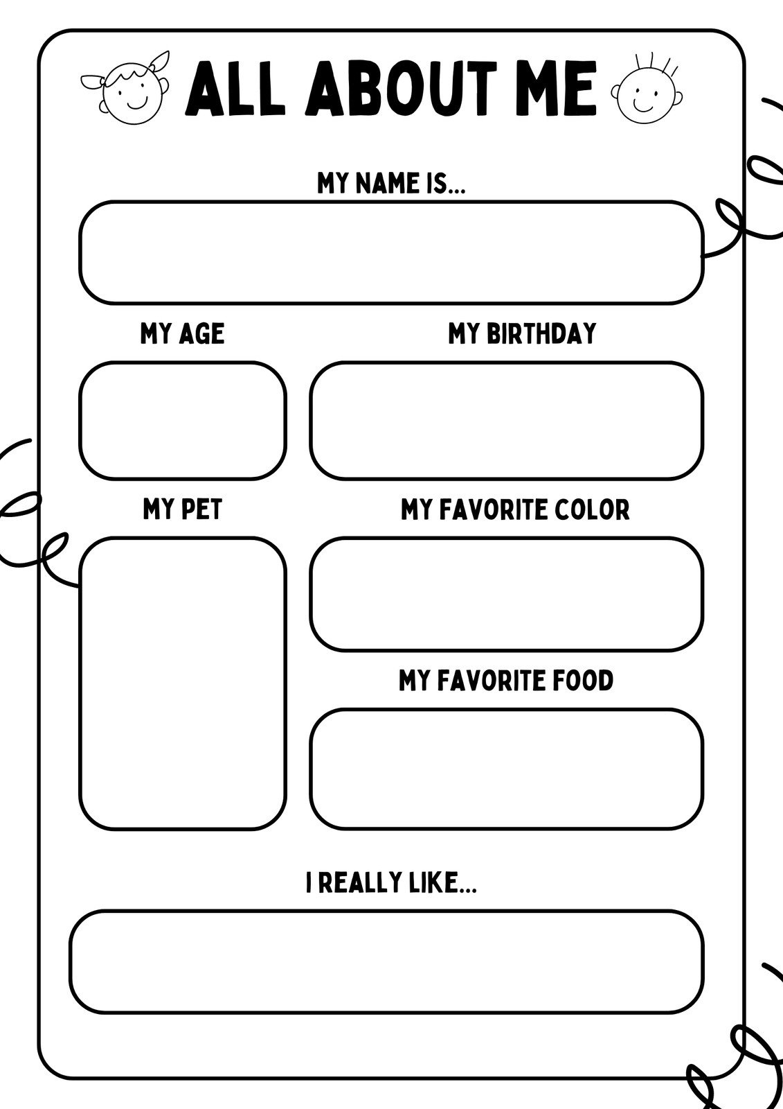 Free And Printable All About Me Worksheet Templates | Canva | Elementary School Worksheets Free Printable