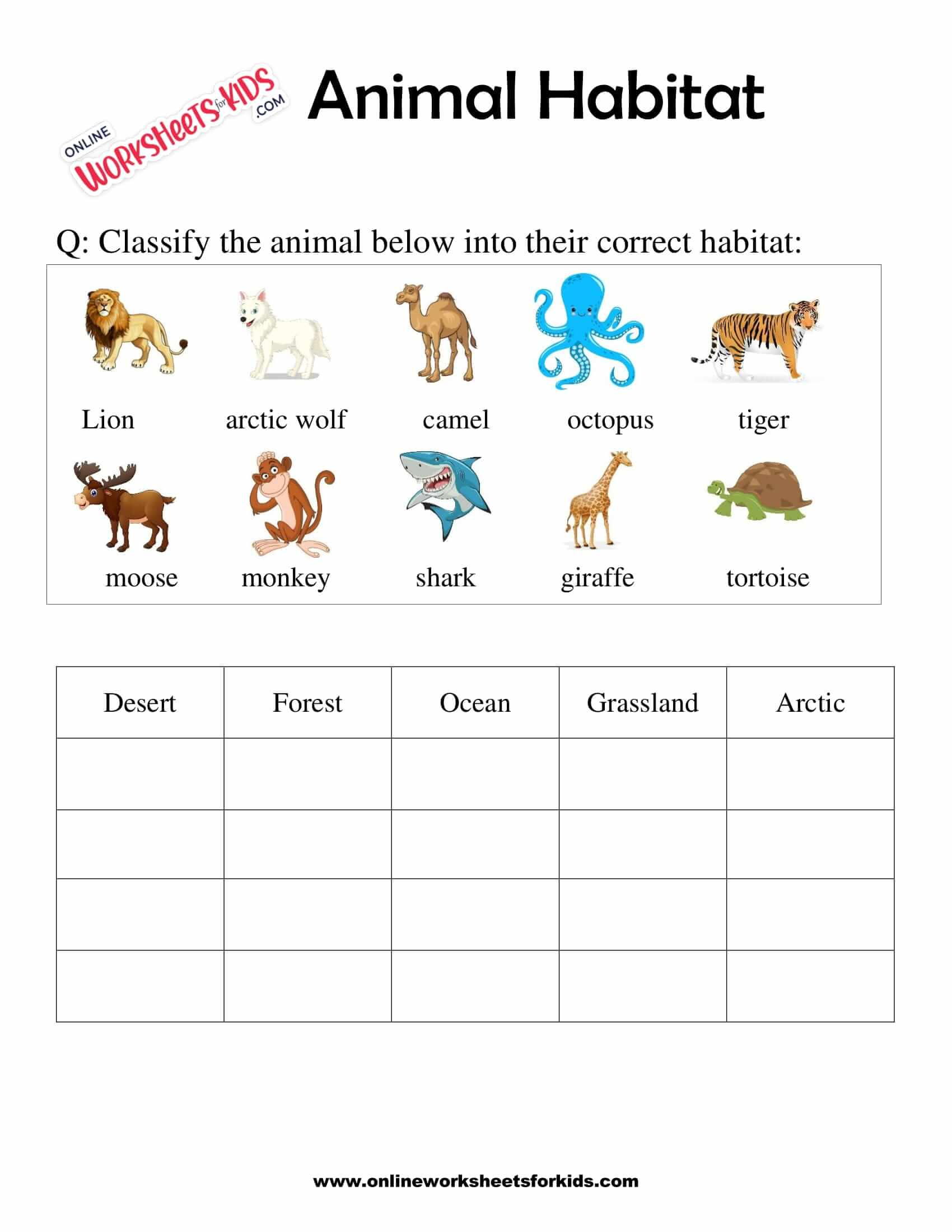 Free Animal Habitats Worksheets — Activities &amp;amp;Amp; Printables | Free Printable Worksheets Animal Habitats