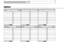 Budget Worksheet Template Printable