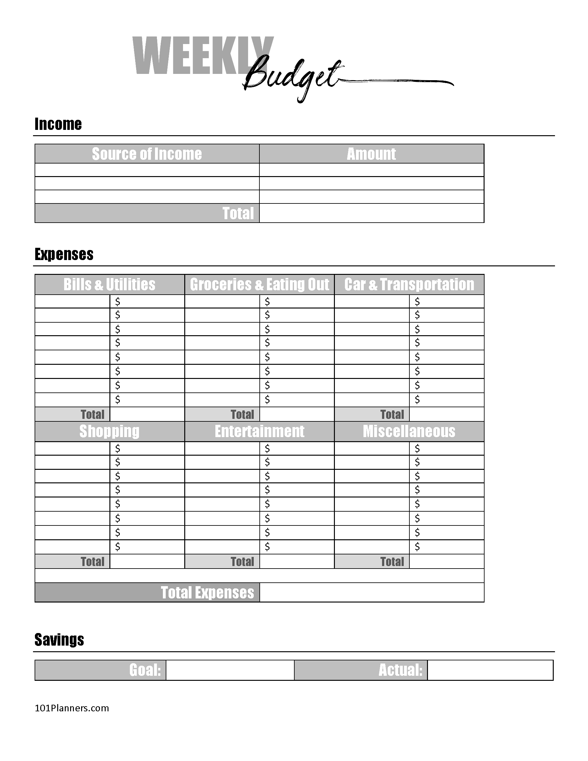Free Budget Sheet Template | Printable And Editable | Budget Worksheet Template Printable