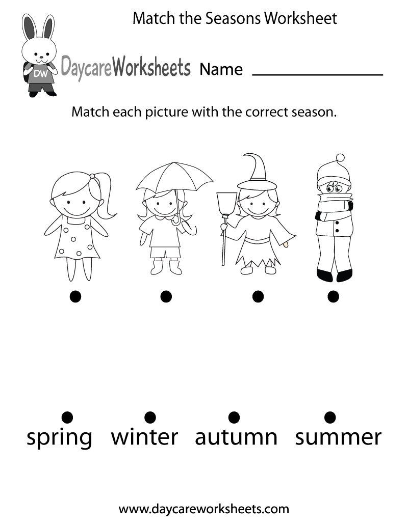 Free Preschool Match The Seasons Worksheet | Free Printable Seasons Worksheets For Kindergarten