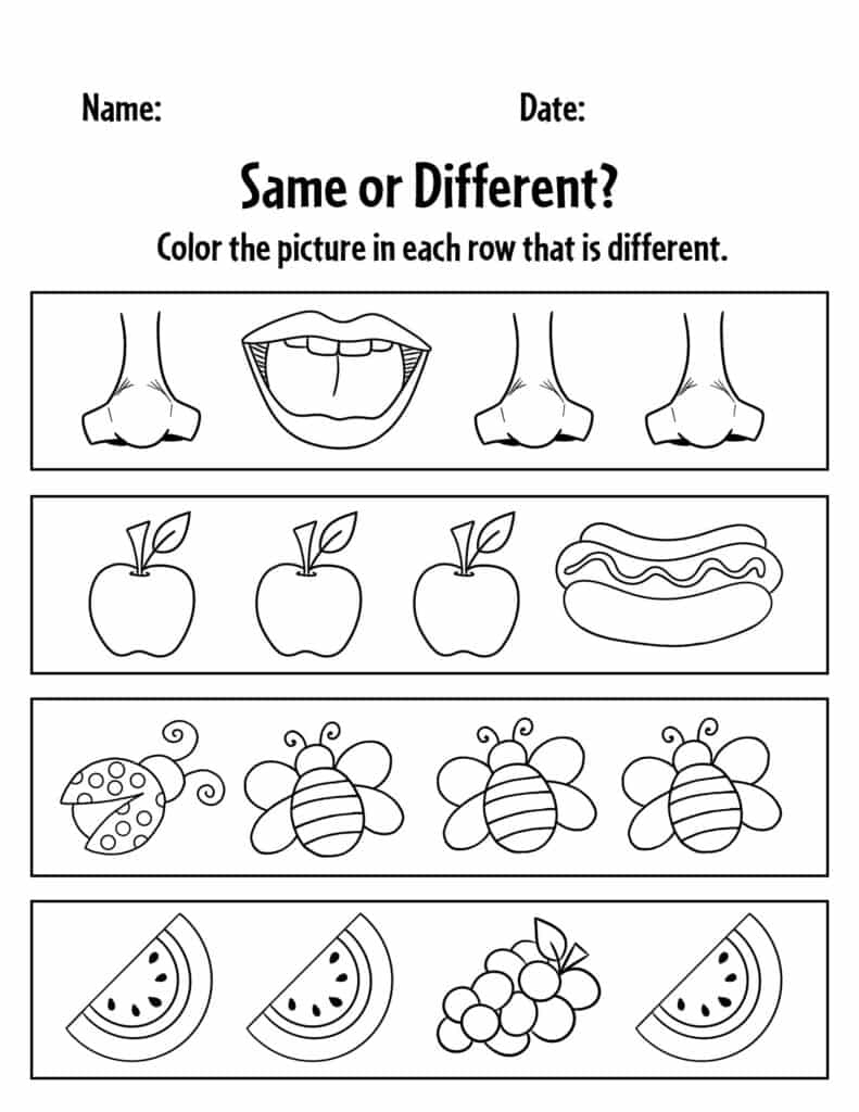 Free Preschool Same Different Worksheet Printables, Download Free | Free Printable Same And Different Worksheets