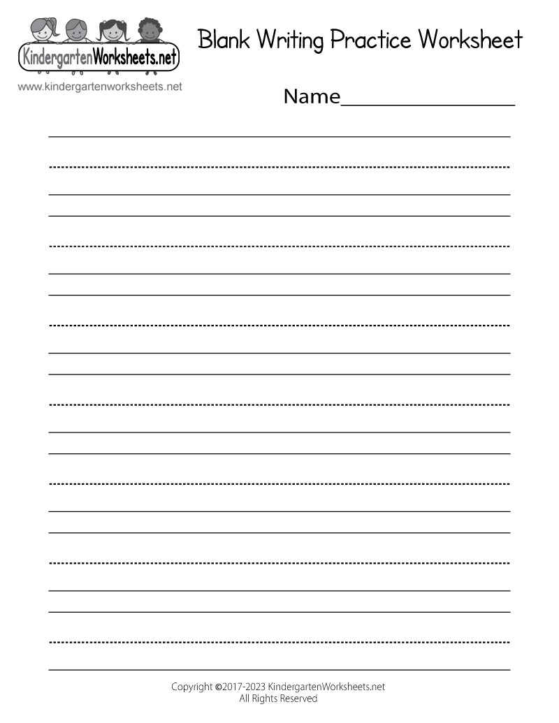 Free Printable Blank Writing Practice Worksheet | Handwriting Printable Worksheets For Kindergarten