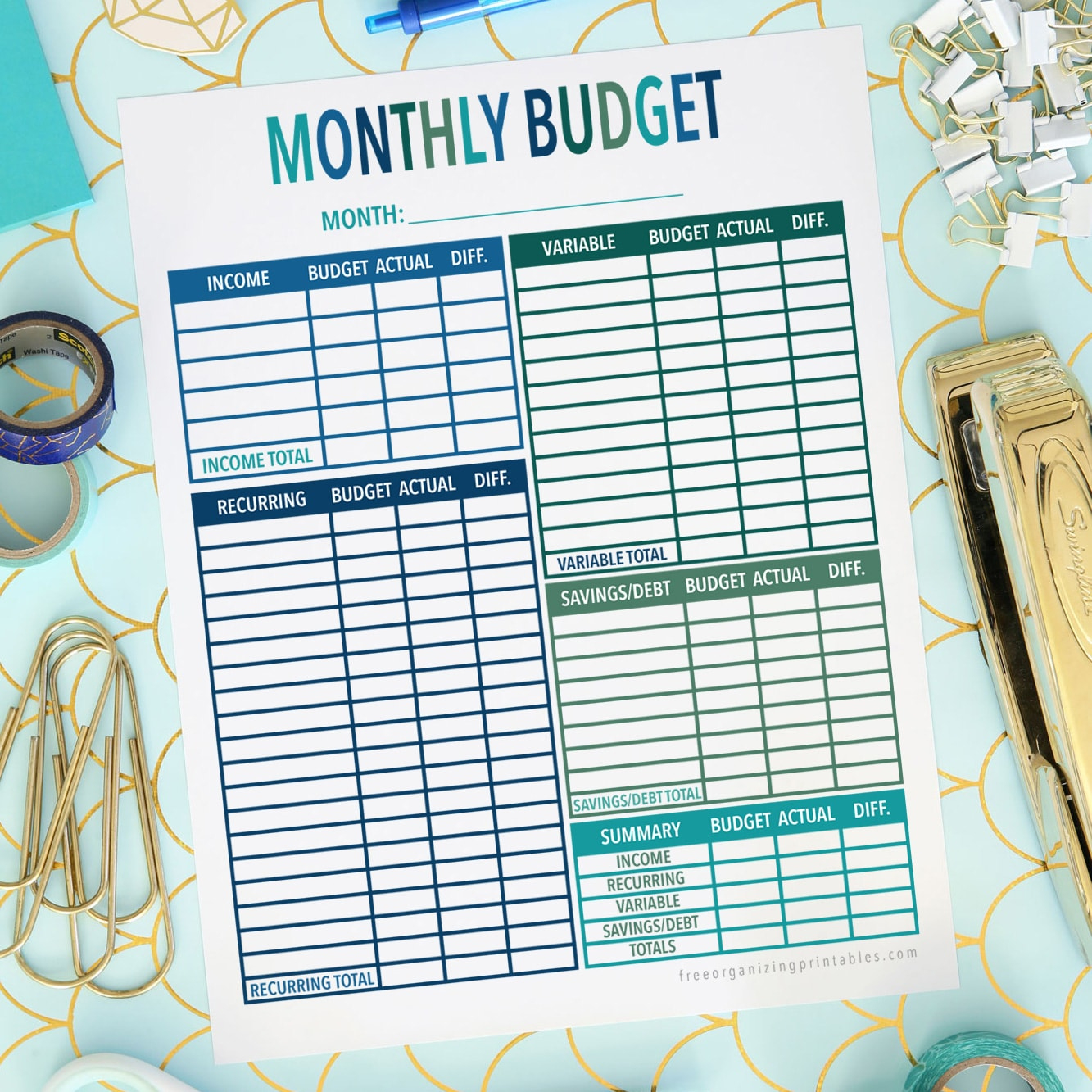 Free Printable Budget Worksheet | Free Organizing Printables | Free Printable Budget Binder Worksheets