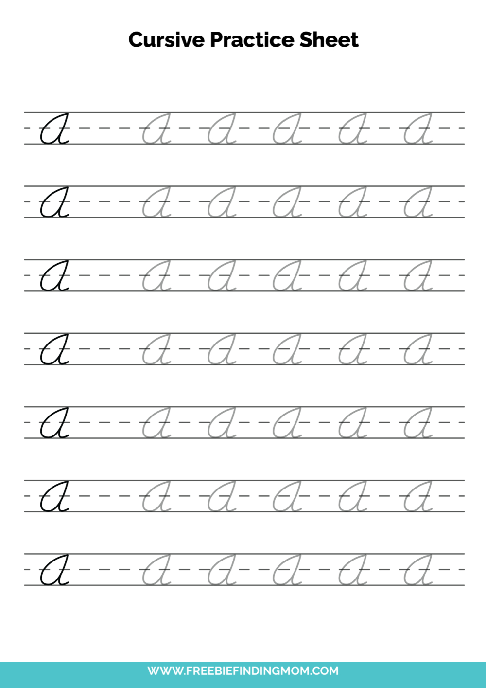 Free Printable Cursive Alphabet Practice Sheets: Capital A | Cursive Letters Worksheet Printable Free