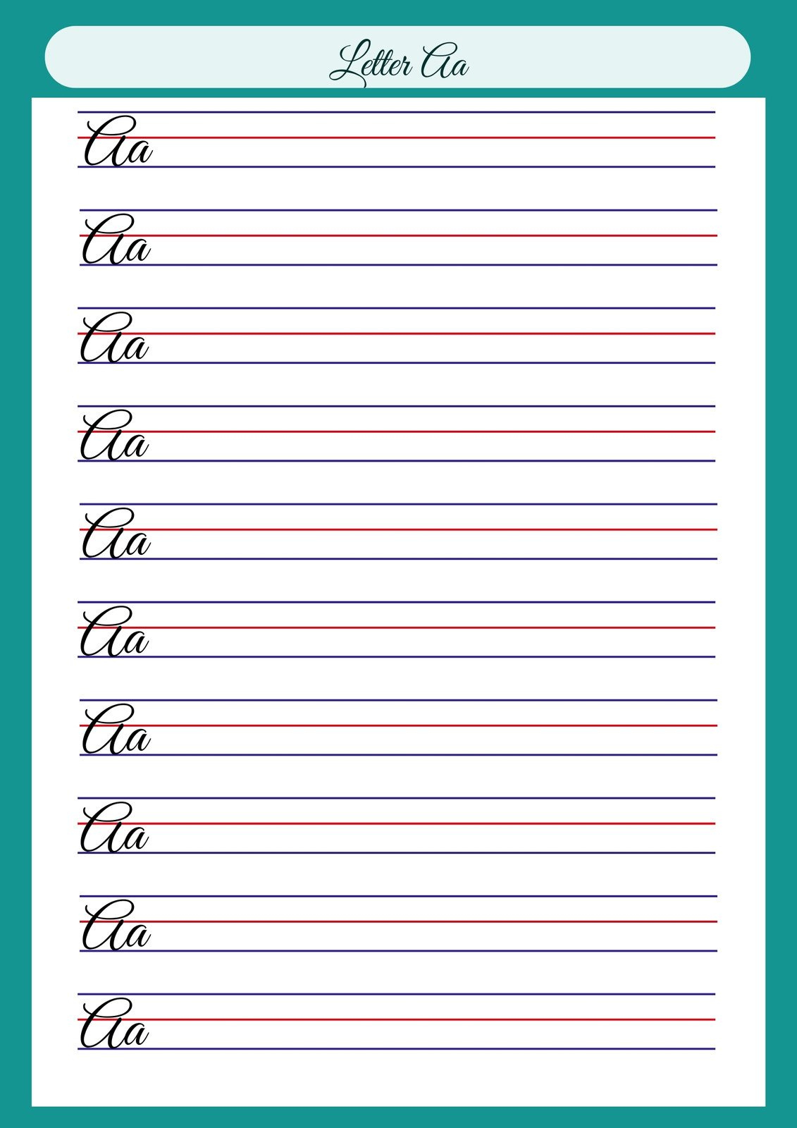 Free Printable Cursive Writing Worksheet Templates | Canva | Cursive Letters Worksheet Printable Free