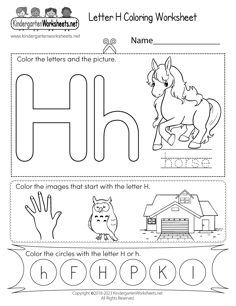 Free Printable Letter H Coloring Worksheet | Free Printable Letter H Worksheets