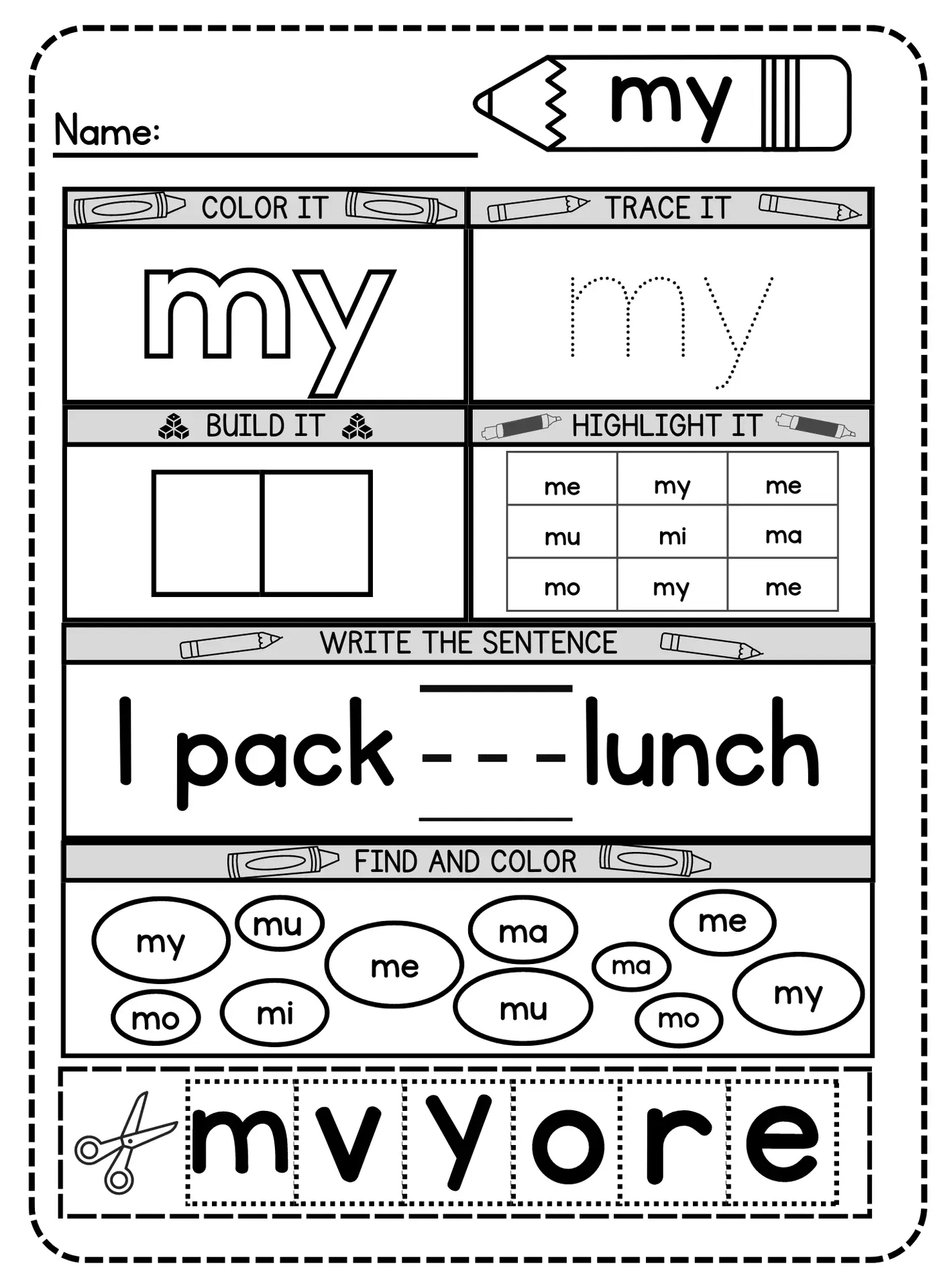 Free Printable My Sight Word Practice Worksheet - Simple Mom Project | Free Printable Sight Word Worksheets