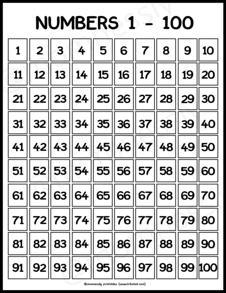 free printable numbers 1 100 tribobot x mom nessly free printable number worksheets 1 100 Free Printable: Numbers 1-100 - Tribobot X Mom Nessly | Free Printable Number Worksheets 1 100