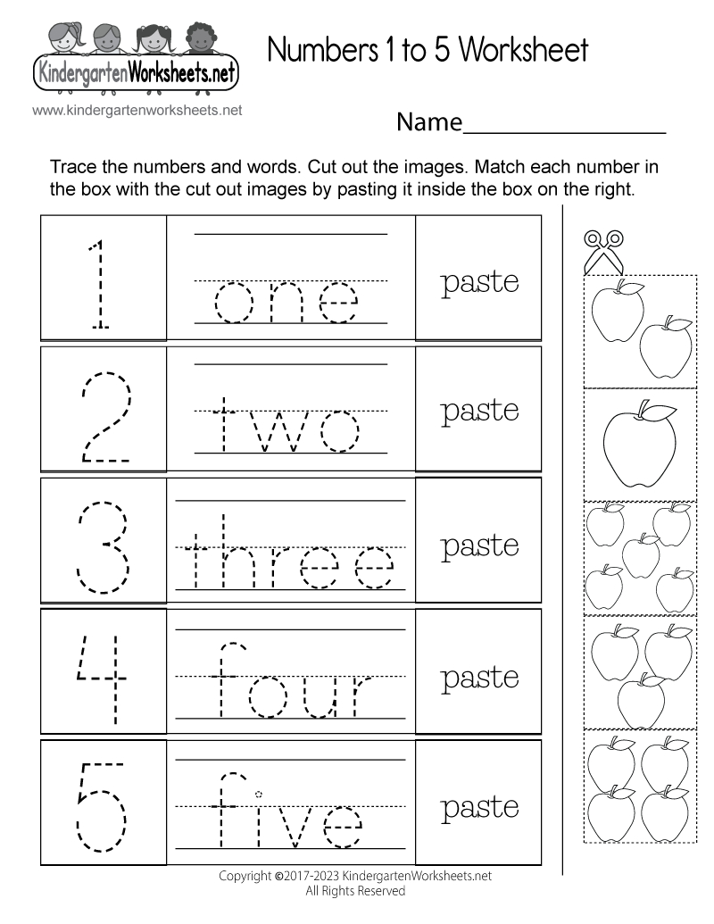 Free Printable Numbers 1 To 5 Worksheet | Number Printable Worksheets For Kindergarten