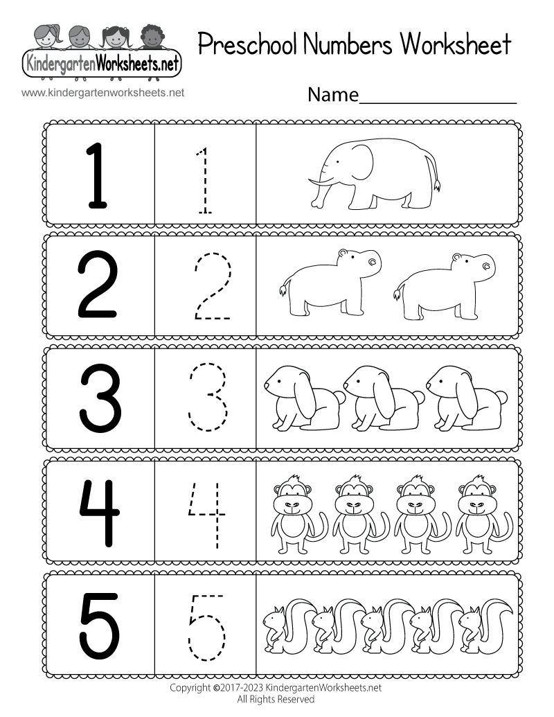 Free Printable Preschool Numbers Worksheet | Number Printable Worksheets For Kindergarten