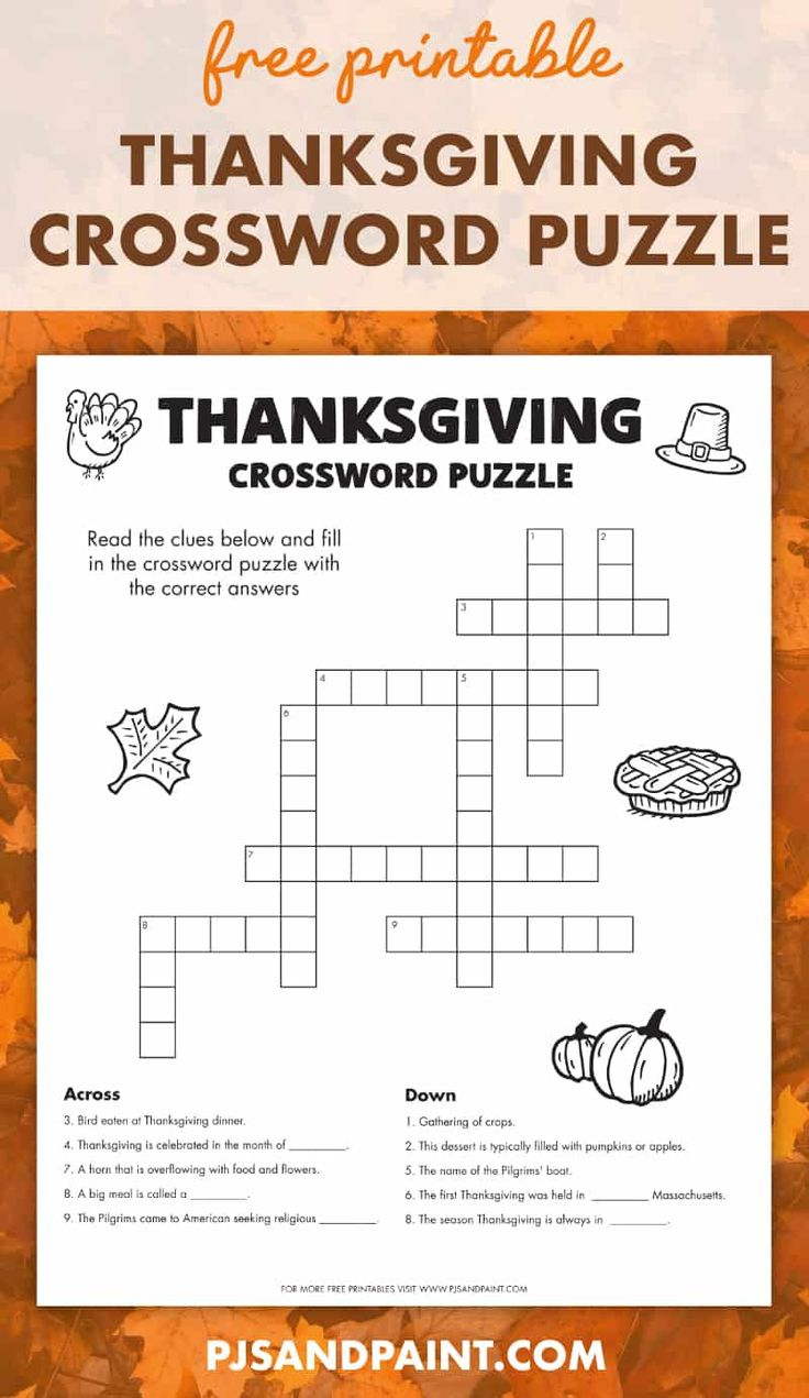 Free Printable Thanksgiving Crossword Puzzle | Thanksgiving Crossword Puzzle Worksheet