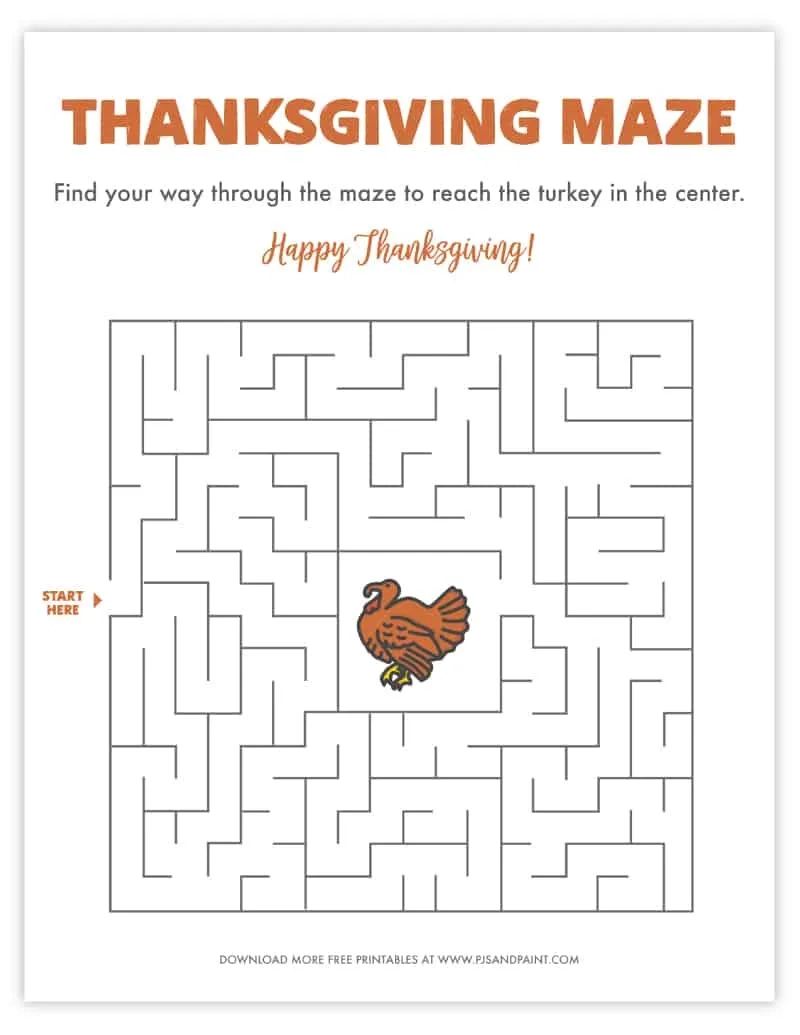 Free Printable Thanksgiving Maze - Thanksgiving Games And Activities | Thanksgiving Maze Worksheets