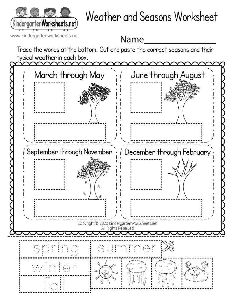 Free Printable Weather And Seasons Worksheet | Free Printable Seasons Worksheets For Kindergarten