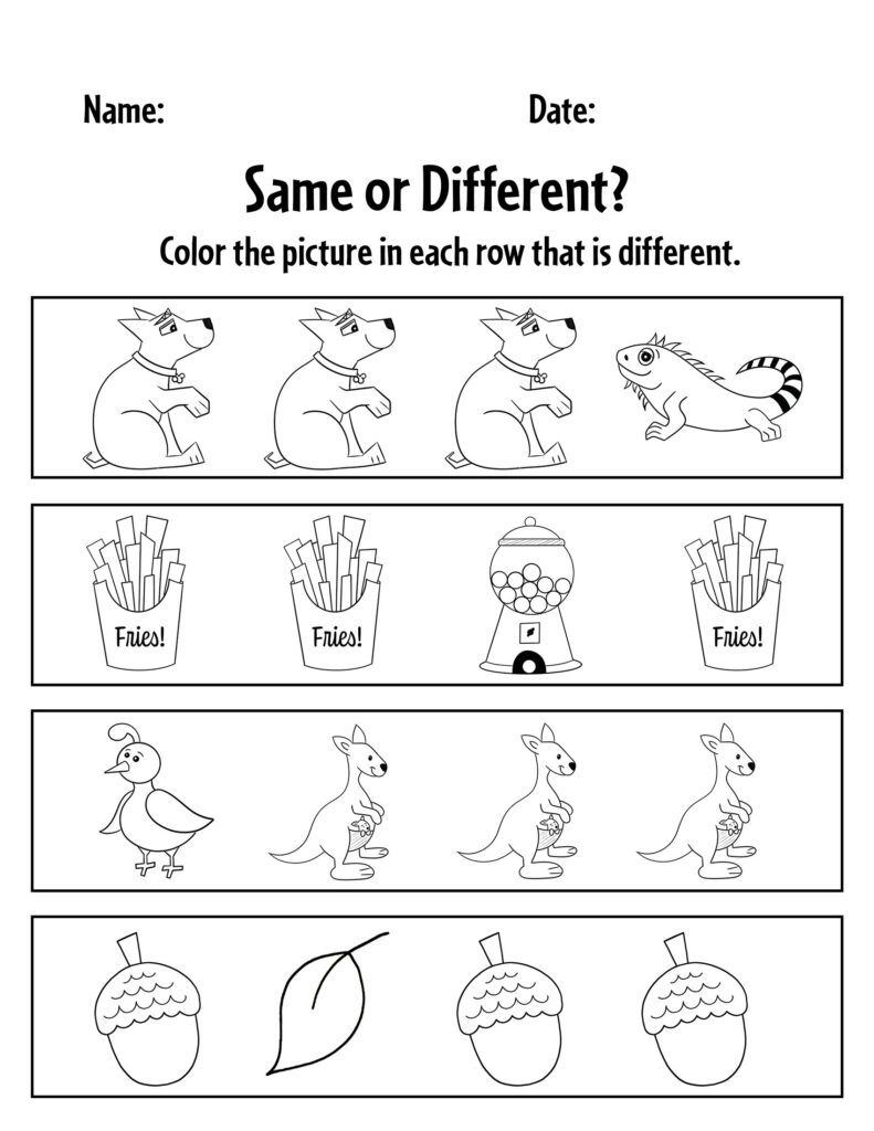 Free Same And Different Worksheets For Preschool ⋆ The Hollydog Blog | Free Printable Same And Different Worksheets