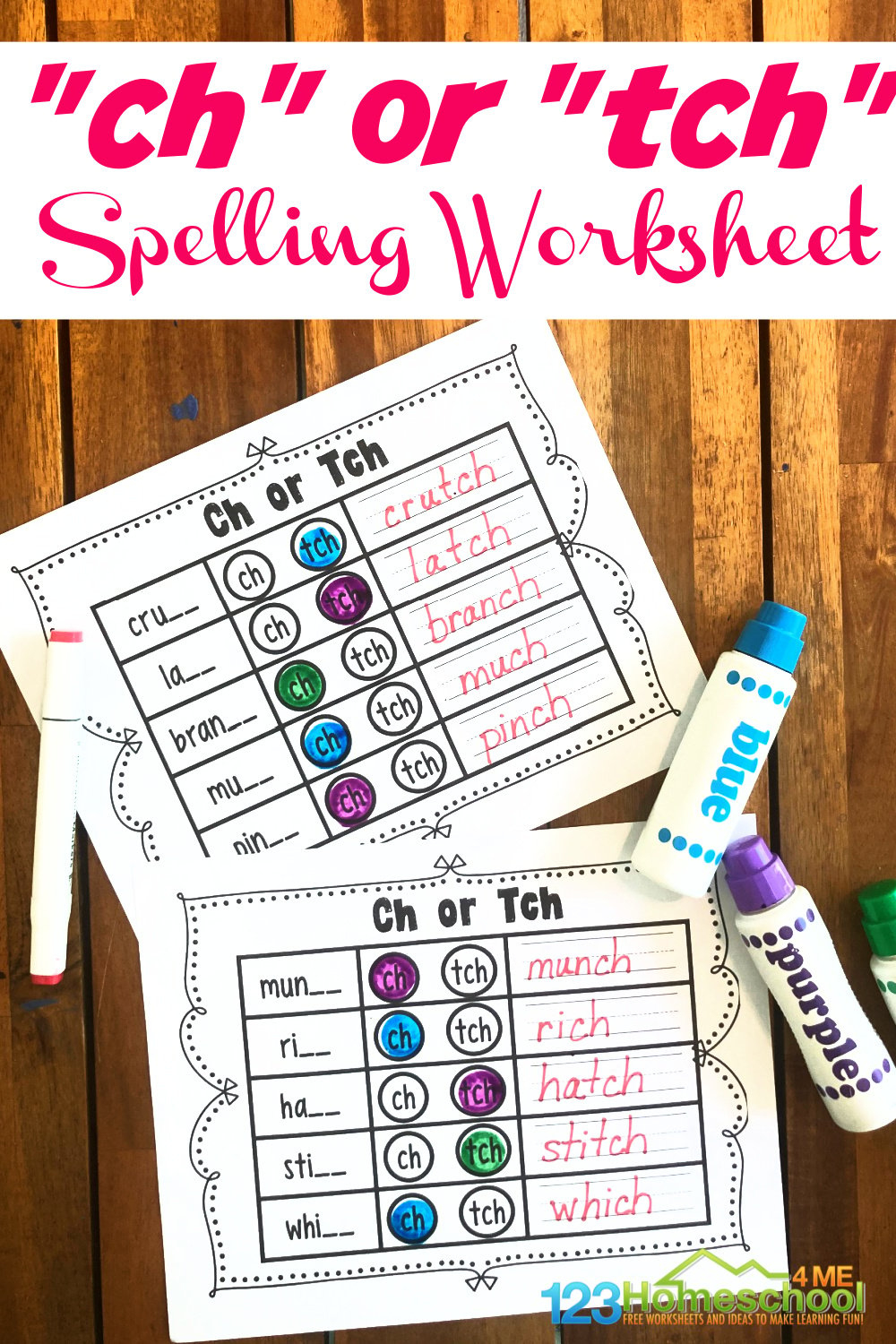 Free Spelling Ch And Tch Worksheets Pdf For 1St Graders | Tch Worksheets Printables