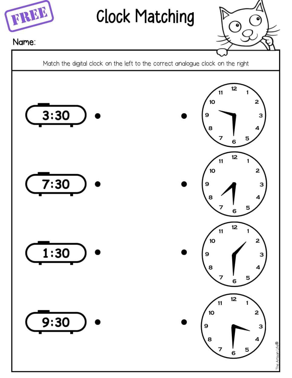 free telling time first grade worksheets the artisan life free printable clock worksheets for first grade Free Telling Time First Grade Worksheets - The Artisan Life | Free Printable Clock Worksheets For First Grade