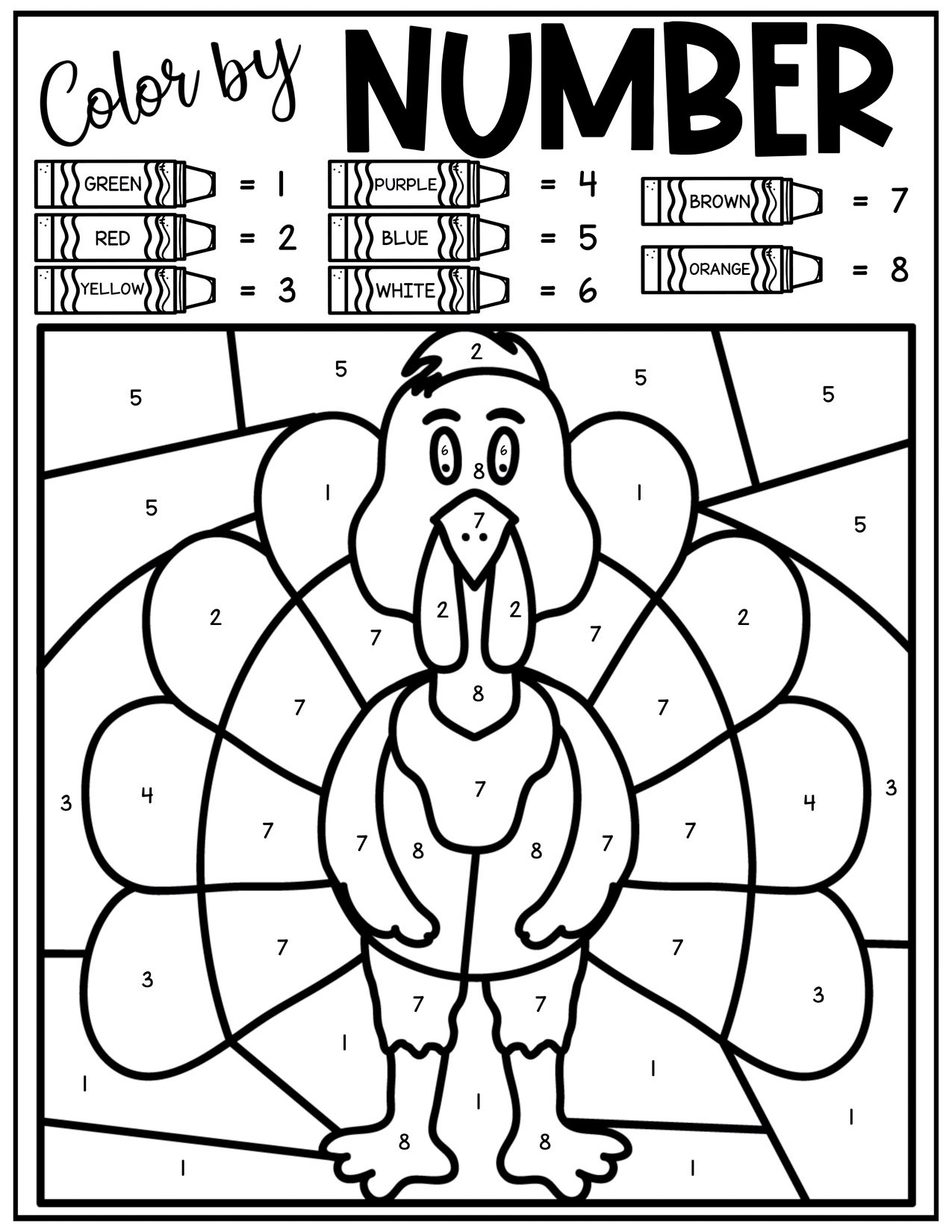 Free Thanksgiving Colornumber Pages - Play Party Plan | Thanksgiving Color By Number Multiplication Worksheets