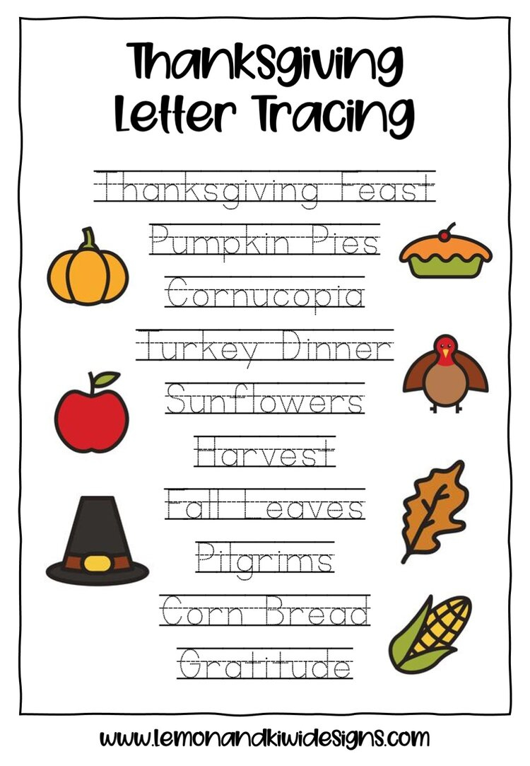Free Thanksgiving Literacy Printables - Lemon And Kiwi Designs | Thanksgiving Spelling Worksheets