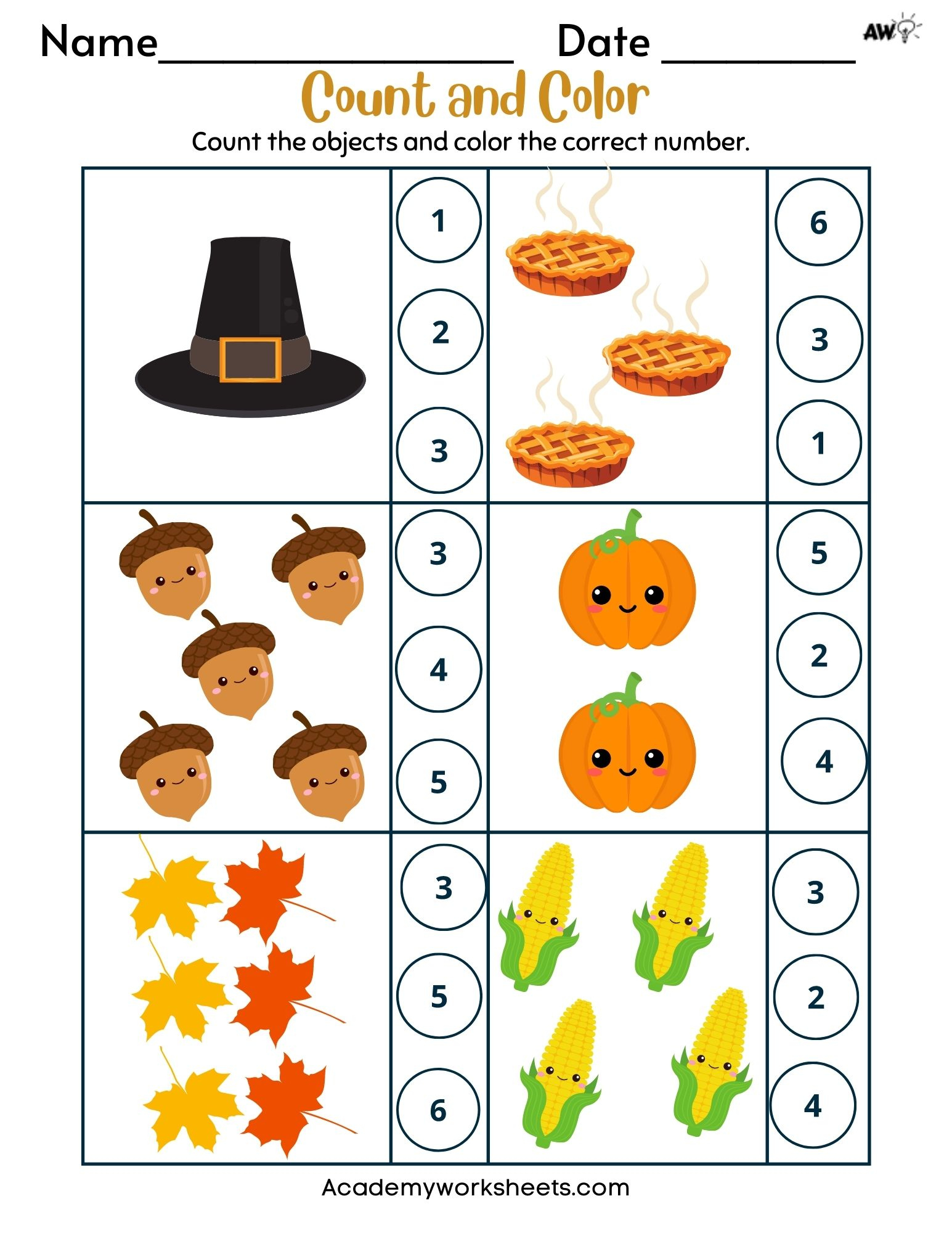 Free Thanksgiving Math Activities For Preschool Kids - Academy | Preschool Thanksgiving Math Worksheets