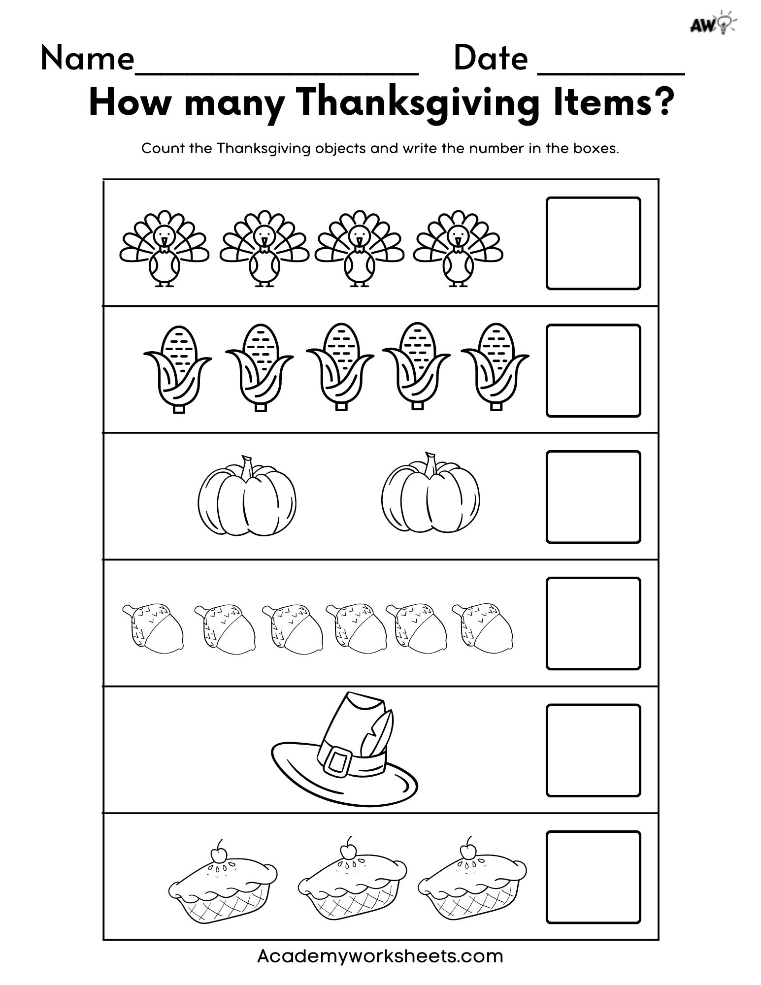 Free Thanksgiving Math Activities For Preschool Kids - Academy | Thanksgiving Preschool Math Worksheets