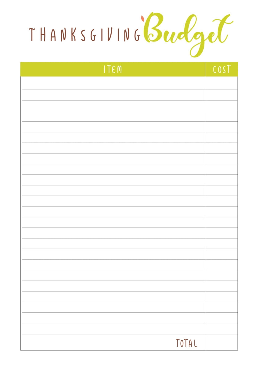 Free Thanksgiving Planner Printable 2025(11 Printables!) - Leap Of | Thanksgiving Budget Worksheet