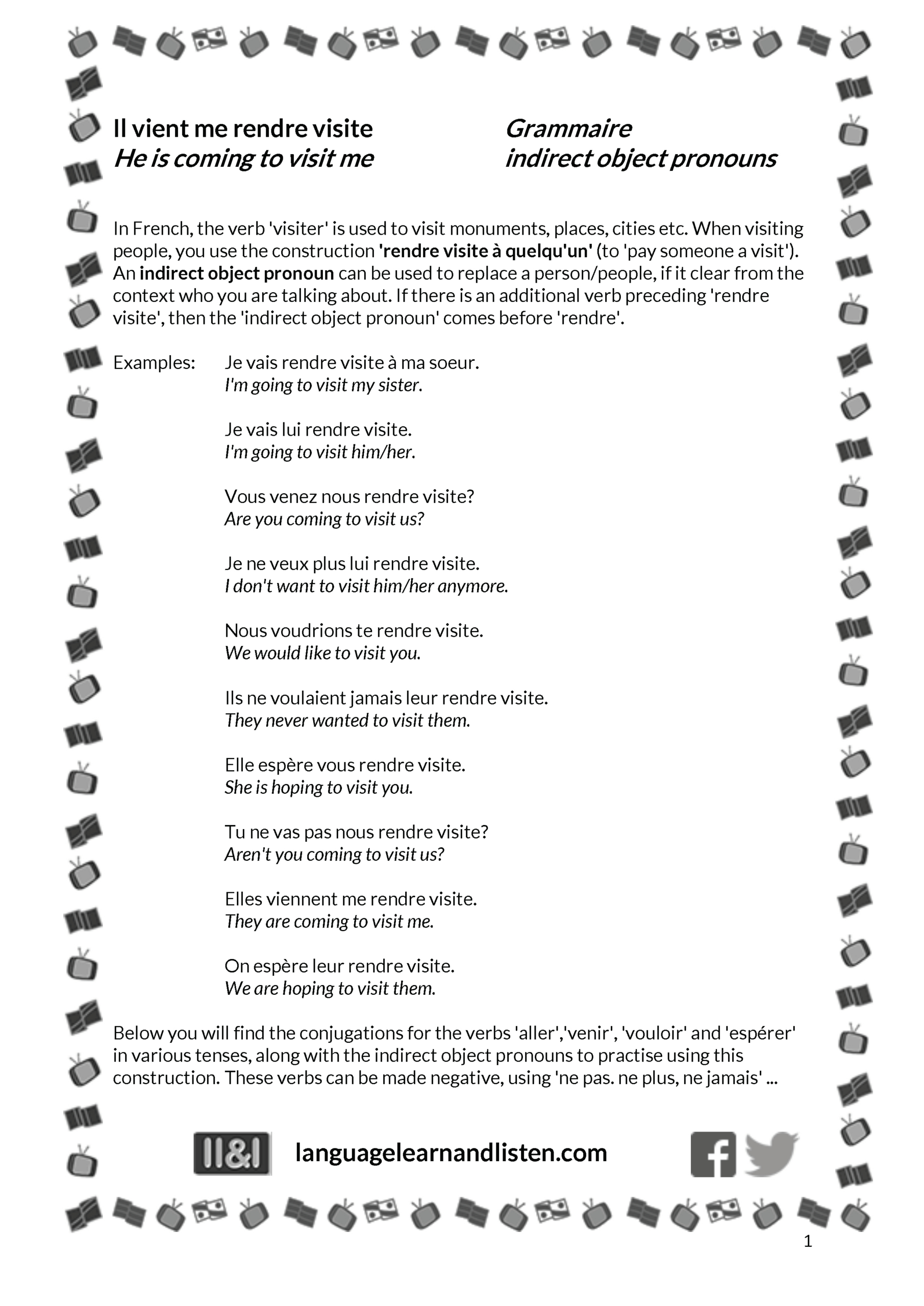 french indirect object pronouns il vient me rendre visite french direct and indirect object pronouns printable worksheet scaled French - Indirect Object Pronouns - Il Vient Me Rendre Visite | French Direct And Indirect Object Pronouns Printable Worksheet