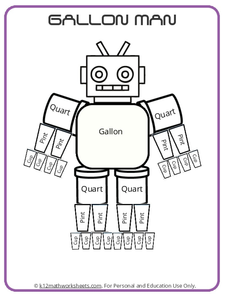Gallon Man - Printable Chart And Activities | Gallon Man Printable Worksheet