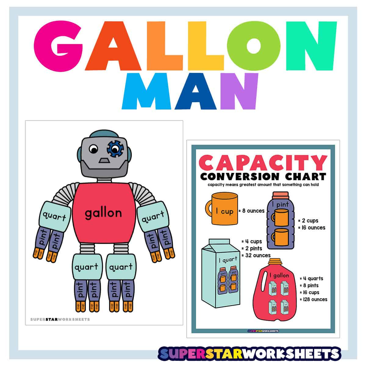 Gallon Man - Superstar Worksheets | Gallon Man Printable Worksheet