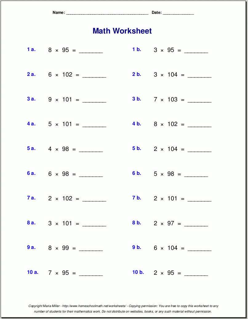 Grade 5 Multiplication Worksheets | Multiplication Worksheets For Grade 5 Printable