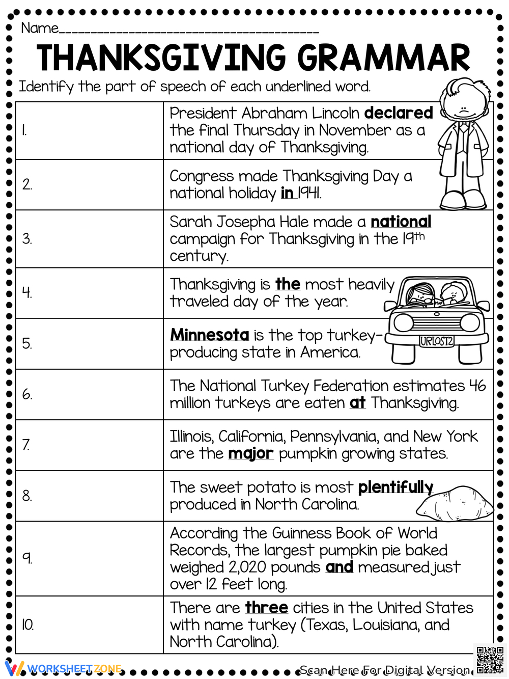 Grade 5 Thanksgiving Worksheets &amp;amp; Printable | Thanksgiving Grammar Worksheet