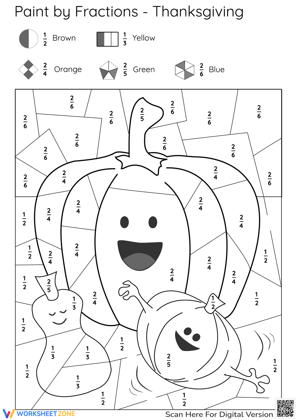 Grade 6 Thanksgiving Fraction Worksheets Worksheets | Thanksgiving Fractions Worksheets