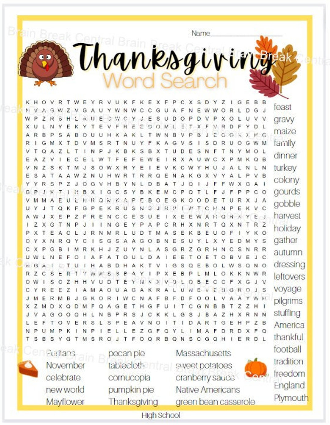 High School Thanksgiving Word Search With Answer Key, Printable | Super Teacher Worksheets Thanksgiving Word Search Answers