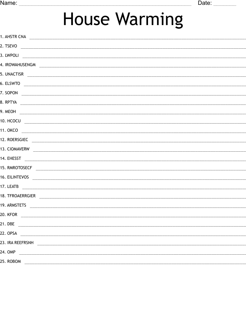 house warming word scramble wordmint printable housewarming worksheets House Warming Word Scramble - Wordmint | Printable Housewarming Worksheets
