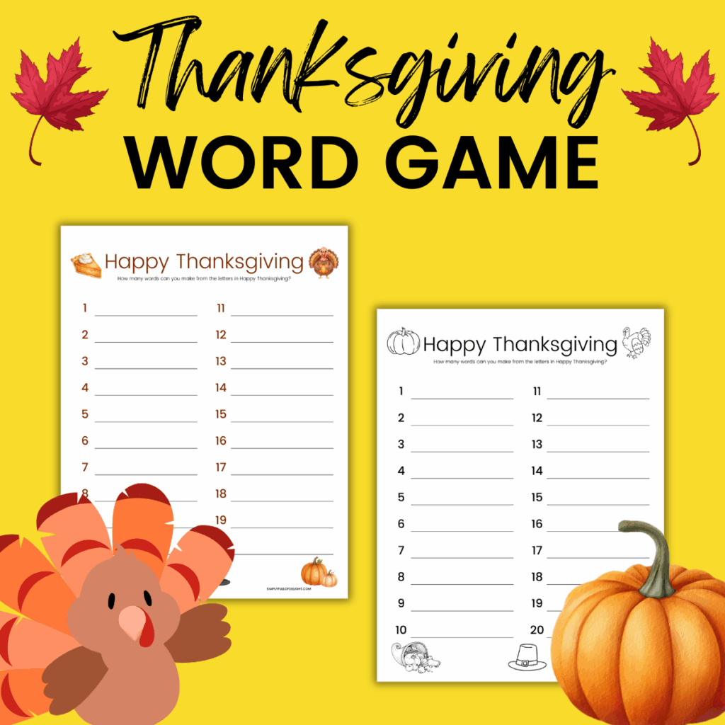 How Many Words Can You Make From Happy Thanksgiving - Simply Full | How Many Words Can You Make From Thanksgiving Worksheet