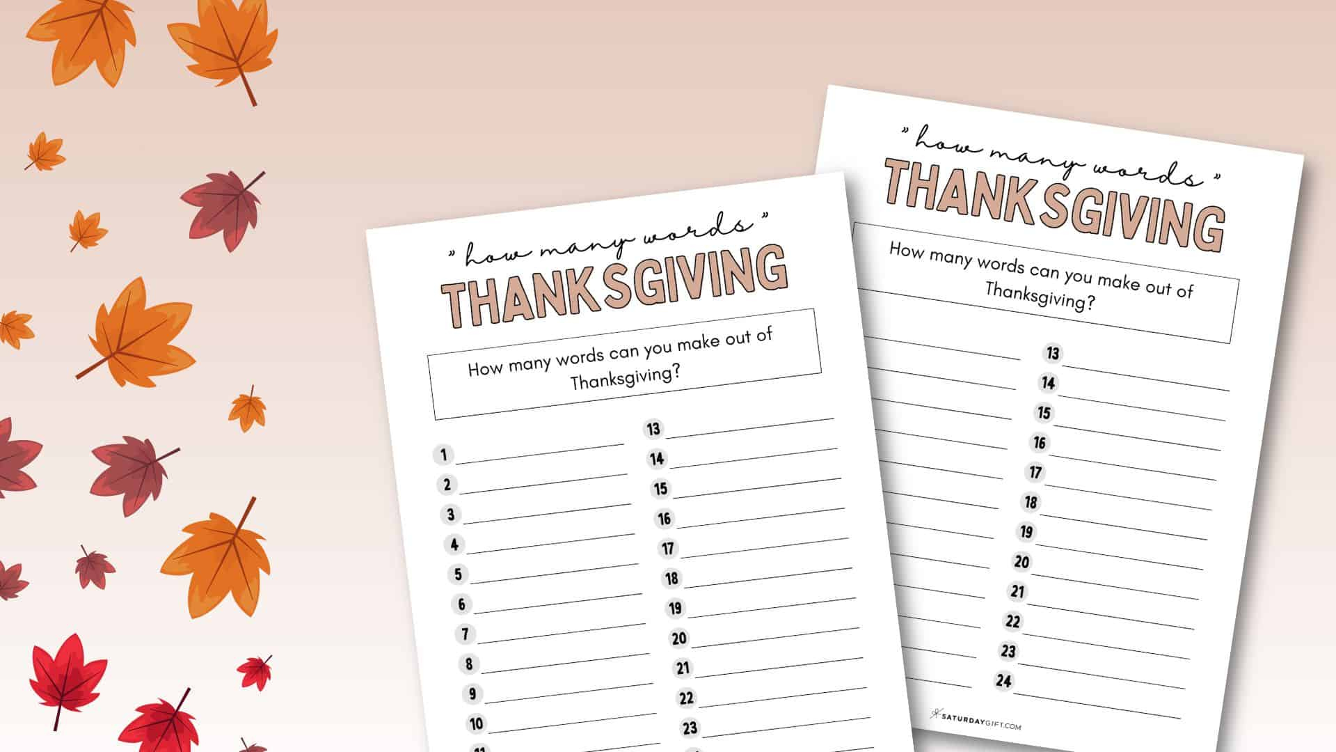 How Many Words Can You Make From Thanksgiving - Worksheet | How Many Words Can You Make From Thanksgiving Worksheet