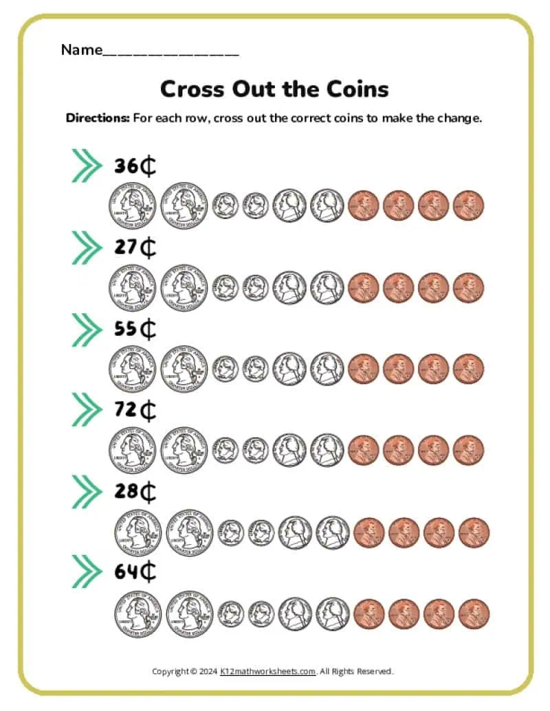 Identifying And Sorting Change Worksheets | Free Printable Making Change Worksheets