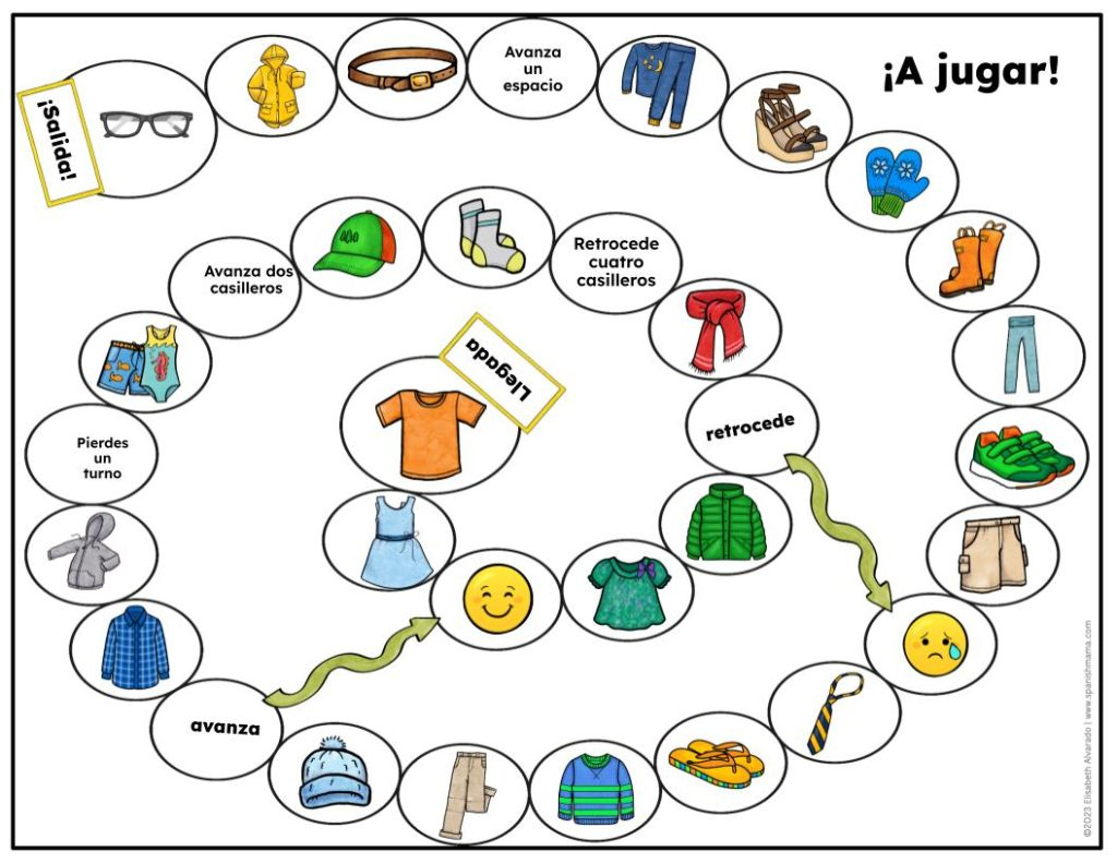 La Ropa Vocabulary Dice Game | Spanish Clothing Worksheet Printables